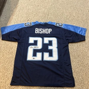 MAGLIA AUTOGRAFA FIRMATA TENNESSEE TITANS- BLAINE BISHOP BECKETT COA BAS OILERS - Foto 1 di 5