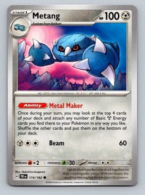2024 Pokemon Card SV05: Temporal Forces Metang 114/162 - Image 1 of 2