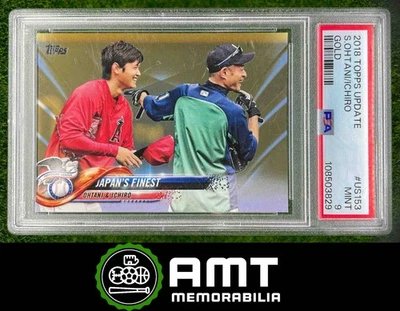 503829 2018 Topps Update Japan's Finest Gold 185/2018 Shohei Ohtani Ichiro PSA 9 - Image 1 of 3