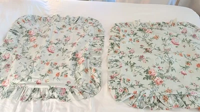 Ralph Lauren Toulouse Par de Estuños de Peltre 32" Cuadrado Europeo Falso Fundas de Almohada Borde con Volantes Foto 1 de 4