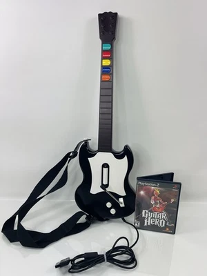 Guitar Hero Red Octane Black/White Guitar PS2 Model PSLGH Wired  - Image 1 of 4