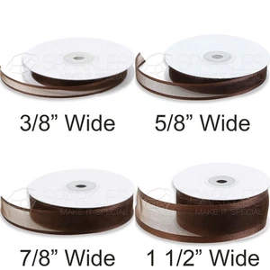 Organzaband 1,5" breit 25 Yard Rolle - braun - Satin Kanten solide Rollen wn - Bild 1 von 4