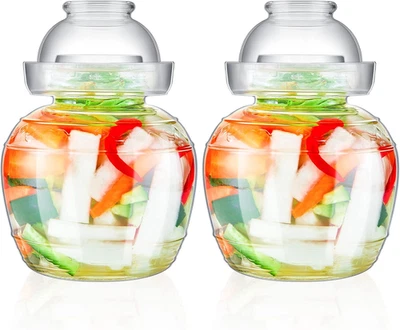 2 Pack 1.5L Glass Fermentation Jars with Airlock Lid for Pickles & Kimchi - Image 1 of 4
