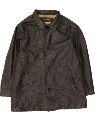 DOCKERS Mens Leather Jacket UK 44 2XL Black Leather DD43 - Image 1 of 3