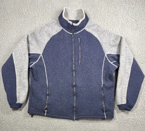 Kuhl Pullover Herren Large blau grau Full Zip Merinowolle Raglan Reißverschlusstaschen Strick - Bild 1 von 15