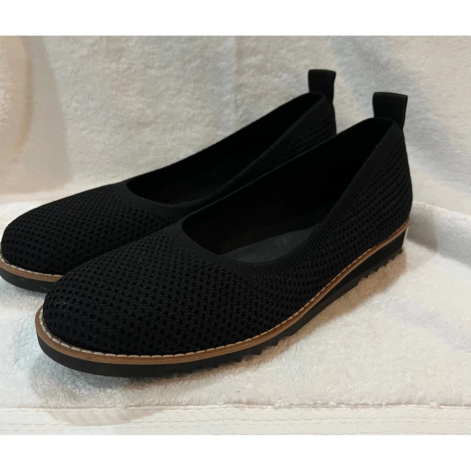 Eileen Fisher черный вязаный балетки поскользнуться на комфорт Etta размер 7,5 эластичной новый - Изображение 1 из 4