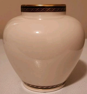 Jarrón Lenox 4,75" mediano Monroe jengibre borgoña/tejido dorado negro/oro Foto 1 de 3