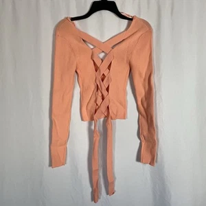 Windsor orange gerippte Bluse zum Binden Stretch figurbetont Damen Large - Bild 1 von 6