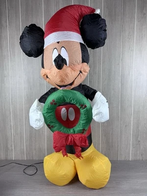 Navidad Disney 3,5 pies Mickey Mouse con corona inflable soplado por aire nuevo en caja Foto 1 de 4