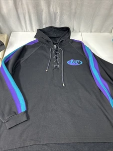 Vintage 90’s IOU Hoodie Sweatshirt Men’s SZ XL Purple Teal Black 2 Sided - Picture 1 of 5