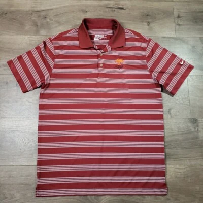 Camisa Polo Nike Golf Performance Dri Fit Para Hombre Mediana Kiawah Campo Rayas Rojas Foto 1 de 4