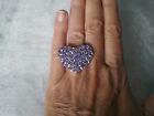 Tanzanite heart ring, 7.35 carats, size N/O, 8.09 grams of 925 Sterling Silver