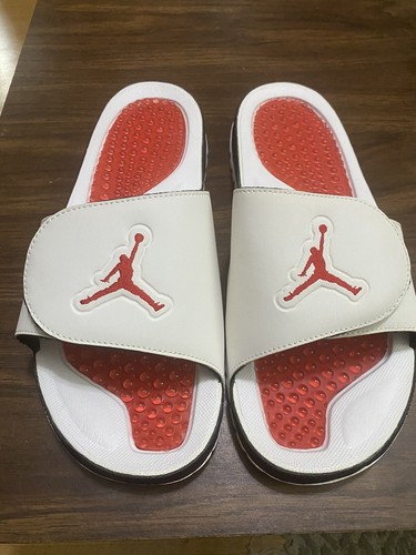 Sandali Jordan Hydro V Retro Slides 555501 101 Uomo 11 Bianco Rosso Fuoco Nero