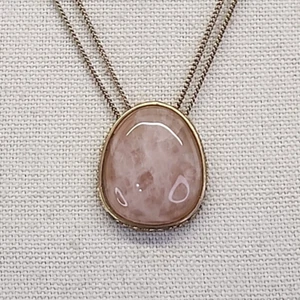 Monet Halskette Vintage Rosenquarz rosa Anhänger goldfarben Panzerkette geschichtet 18 Zoll - Bild 1 von 17