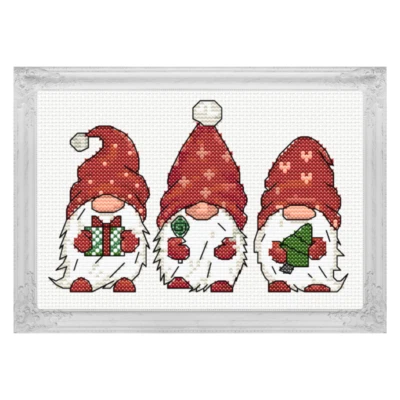 Three Christmas Gnomes Cross Stitch Pattern/Chart, Gonke  - Image 1 of 4