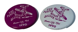 2 prendedores de salón Purple Moose OC MD 1990 púrpura, blanco His-n-Hers Rock n Roll de colección - Imagen 1 de 6