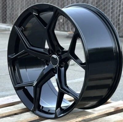 20x9 Wheels For Audi A4 A6 A5 A7 A8 Q5 Gloss Black Rims Set Four 20" 5x112 +30 - Image 1 of 4