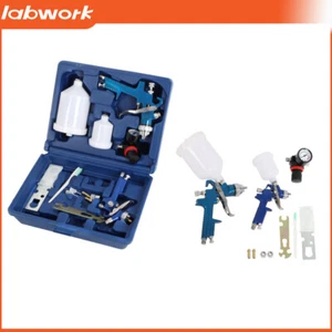 2 PCS HVLP Spray Gun Kit Gravity Feed Vehicle Car Paint 1.4MM 0.8MM Nozzle - Picture 1 of 14