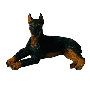 Castagna Doberman Resin Figurine Italy Vintage 1988 Cropped Black Red 2.5X1.5" - Picture 1 of 6