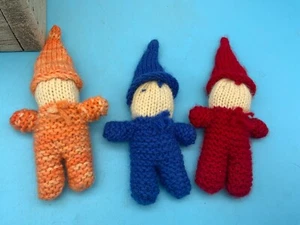 Vintage Hand Crocheted Gnome Dolls -Lot of 3, Waldorf Philosophy - Faceless - Picture 1 of 3