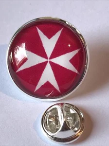 GROS PIN'S 2cm Métal Argenté Croix De Malte Templiers Franc Maçon Free Mason - Picture 1 of 5