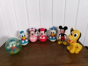 VINTAGE 7 Figuren Puppe Pluto Culbuto Baby Mickey Minnie WALT DISNEY 11CM - Bild 1 von 9