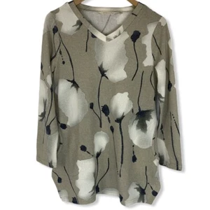 Soft Surroundings Poppy Beige Tan White Floral Pockets Fall Tunic Light Soft Xs - Picture 1 of 6