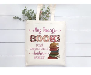 Borsa Tote Bag Beige Naturale Personalizzata Libro Insegnante - Foto 1 di 1