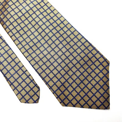 Corbata de seda Lands End dorada azul tejida geométrica EE. UU. Foto 1 de 4
