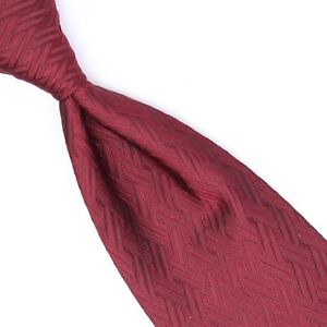 Altea Milano Hommes Cravate Soie Rouge Bordeaux Tissée Panier Texture Italie