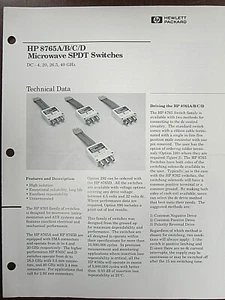 HP 8765A/B/C/D Microwave SPDT Switches Technical Data - Picture 1 of 1