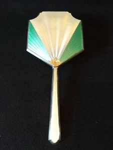 Art Deco Arthur & John Zimmerman Sterling Silver Guilloche Enamelled Hand Mirror - Picture 1 of 12