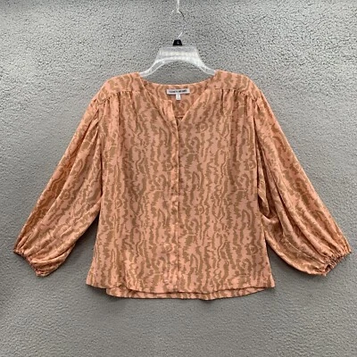 Blusa Elizabeth and James Estampado Animal Melocotón Talla S Manga Globo Abotonada Foto 1 de 4