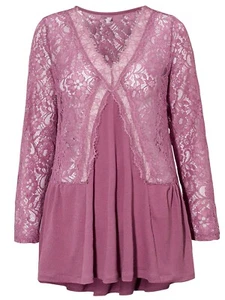 NUEVO TOP TÚNICA DE ENCAJE ROSA HEATHER DE CELLBES TALLAS TRANSPARENTES 8 - 18 LONGLINE - Imagen 1 de 4