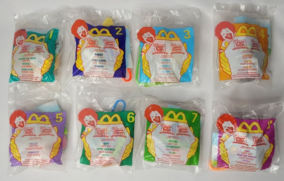 COMPLETE SET! 1999 McDonald's Happy Meal Winnie the Pooh Keychains #1-8 - Image 1 of 1