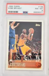 1996 Topps Kobe Bryant #138 Rookie Card RC Los Angeles Lakers PSA 8 NM-MINT - Bild 1 von 5