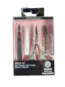 Japonesque Brow Kit - Slant Tweezer, Point Tweezer, Scissors, Spoolie - Picture 1 of 2
