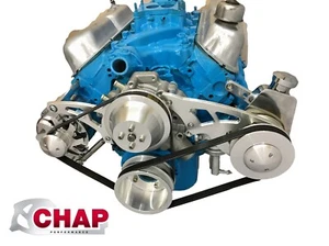 Small Block Ford 351W Serpentine Pulley Conversion Kit ALT PS Saginaw SBF 1 - Picture 1 of 3