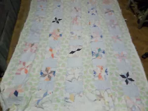 Primitive / rustikale Patchworkdecke - Vintage Stoff - 82 Zoll x 70 Zoll - Mehlsack - Bild 1 von 8