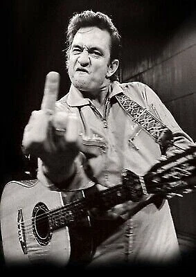 Johnny Cash Middle Finger Black and White Photo Print Poster Country Singer - Image 1 of 1