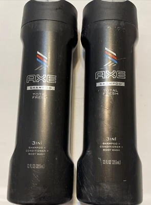 2~Axe Total Fresh 3 IN 1 Shampoo + Conditioner + Body Wash 12oz Retired USA Made - Image 1 of 4