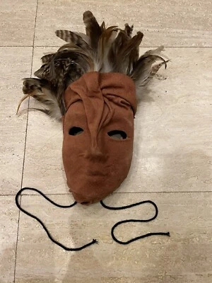 UNIQUE HANDMADE VINTAGE Suede LEATHER/FEATHER MASK - Image 1 of 4