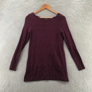 White House Black Market Tunic Blouse Top Womens XS Purple Long Sleeve Knitted - Picture 1 of 11