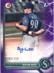 Autógrafos Bowman 2022 #PPA-BW Bryan Woo Prospects púrpura #/250 - Imagen 1 de 2
