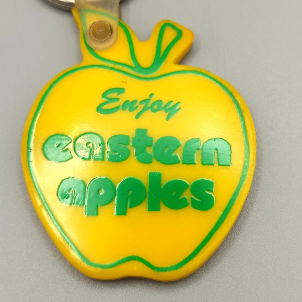 Enjoy Eastern Apples Keychain Yellow Vintage Promotional Apple Collectible Retro - Image 1 of 4