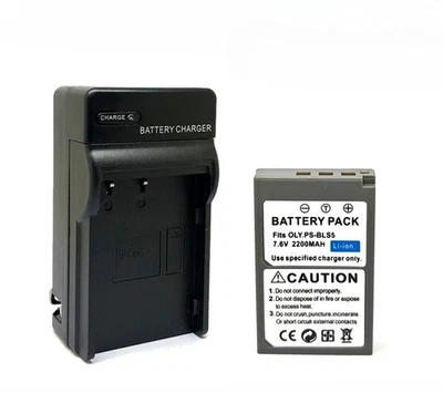 Batería BLS-5 + Cargador de pared AC para BLS-50 Olympus OM-D E-M10 Mark IV Mark4 Foto 1 de 2