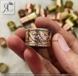 Cigar Copper Band, Floral Textured, Wide Ring, Jewelry For Women Gift For Her - Picture 1 of 4
