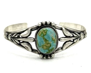 Navajo Native Sterling Silver Sonoran Gold Turquoise Handmade Old Style Bracelet - Picture 1 of 15