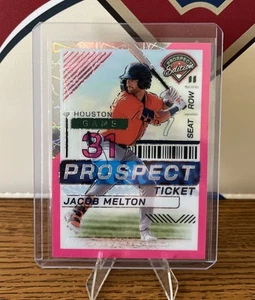 2024 Panini Prospect Edition - Jacob Melton #146 Pink Cracked Ice /79 RC HOUSTON - Picture 1 of 2