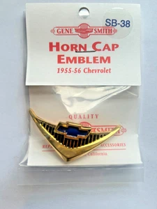 1955-1956 Chevy Bel Air V8 Horn Cap Emblem, Gold-NEW Made in USA! - Picture 1 of 4